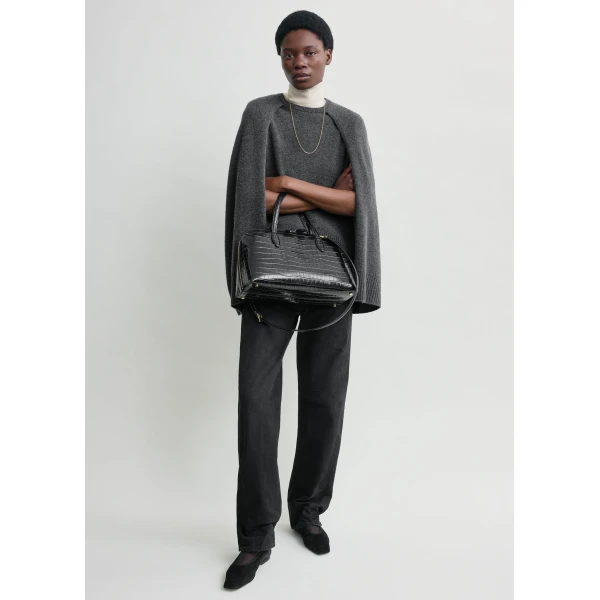 Totême Crew Cape Knit Dark Grey - Knitwear - Scandinavian Minimalist Luxury at Coveti