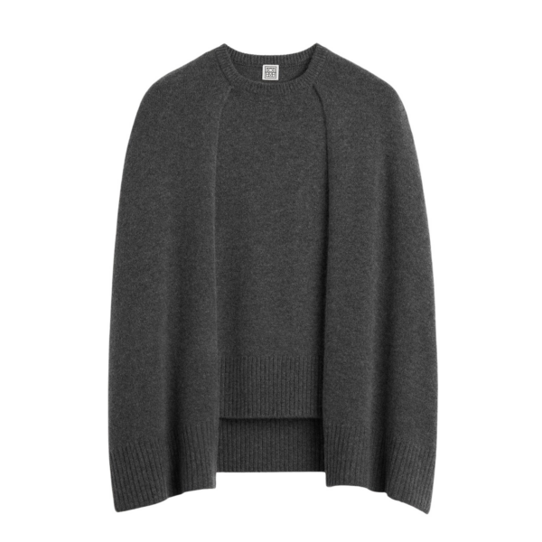 Totême Crew Cape Knit Dark Grey - Knitwear - Scandinavian Minimalist Luxury at Coveti