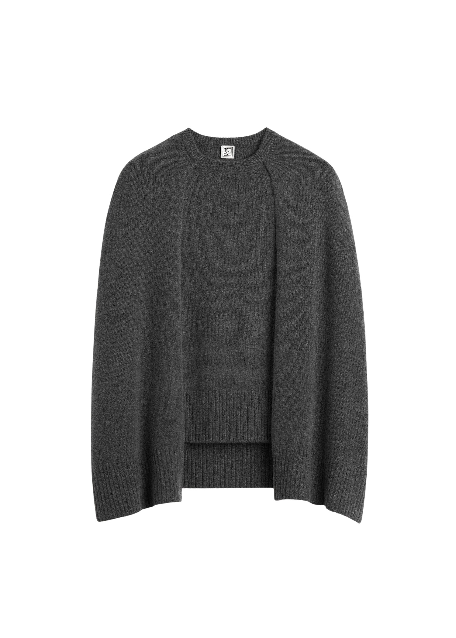 Totême Crew Cape Knit Dark Grey - Knitwear - Scandinavian Minimalist Luxury at Coveti
