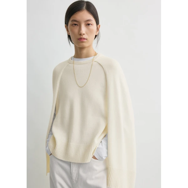 Totême Crew Cape Knit Ecru - Knitwear - Scandinavian Minimalist Luxury at Coveti