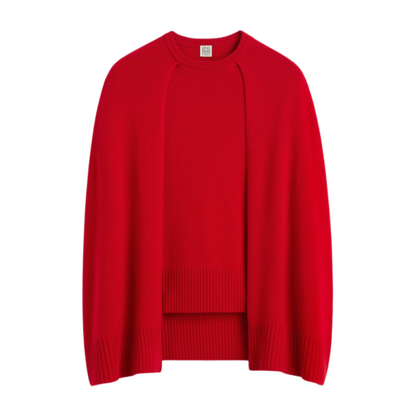 Totême Crew Cape Knit Poppy - Knitwear - Scandinavian Minimalist Luxury at Coveti