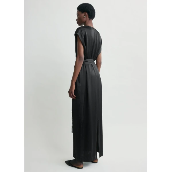 Totême Crew Satin Dress Black - Dresses - Scandinavian Minimalist Luxury at Coveti
