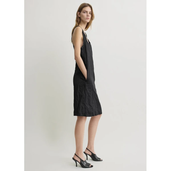 Totême Crinkled Cotton Tank Dress Black - Dresses - Scandinavian Minimalist Luxury at Coveti