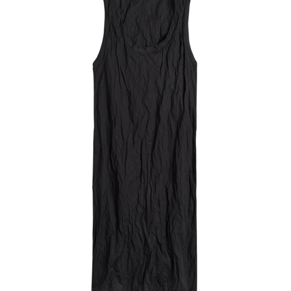 Totême Crinkled Cotton Tank Dress Black - Dresses - Scandinavian Minimalist Luxury at Coveti