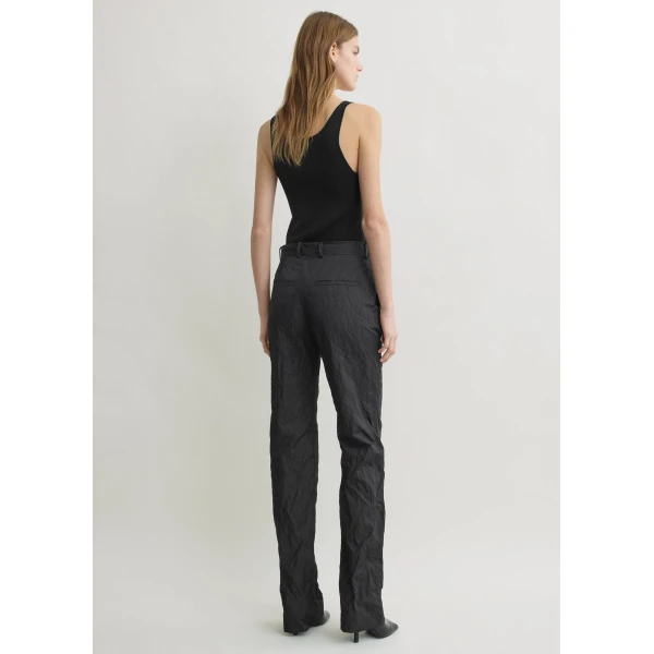 Totême Crinkled Cotton Trousers Black - Pants - Scandinavian Minimalist Luxury at Coveti
