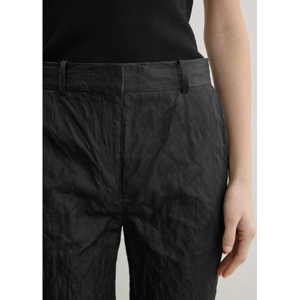 Totême Crinkled Cotton Trousers Black - Pants - Scandinavian Minimalist Luxury at Coveti