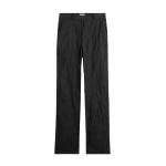 Totême Crinkled Cotton Trousers Black - Pants - Scandinavian Minimalist Luxury at Coveti