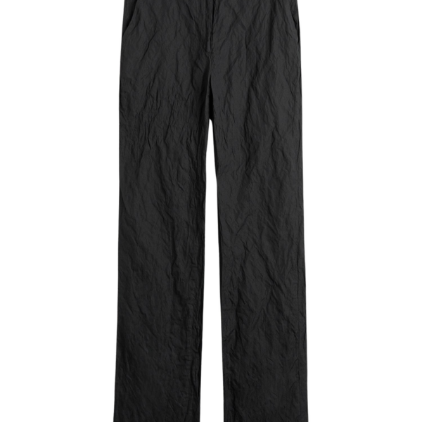 Totême Crinkled Cotton Trousers Black - Pants - Scandinavian Minimalist Luxury at Coveti