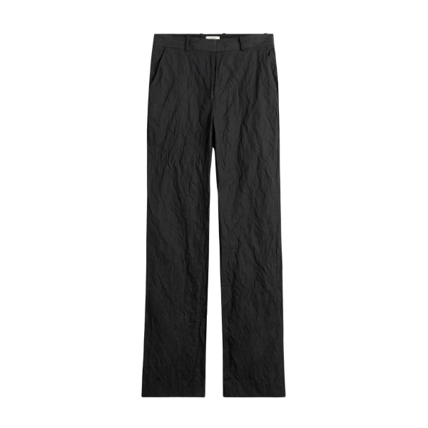 Totême Crinkled Cotton Trousers Black - Pants - Scandinavian Minimalist Luxury at Coveti