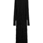 Totême Crinkled Knit Long-Sleeve Dress Black - Dresses - Scandinavian Minimalist Luxury at Coveti