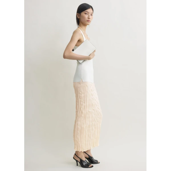 Totême Crinkled Knit Skirt Pale Apricot - Skirts - Scandinavian Minimalist Luxury at Coveti