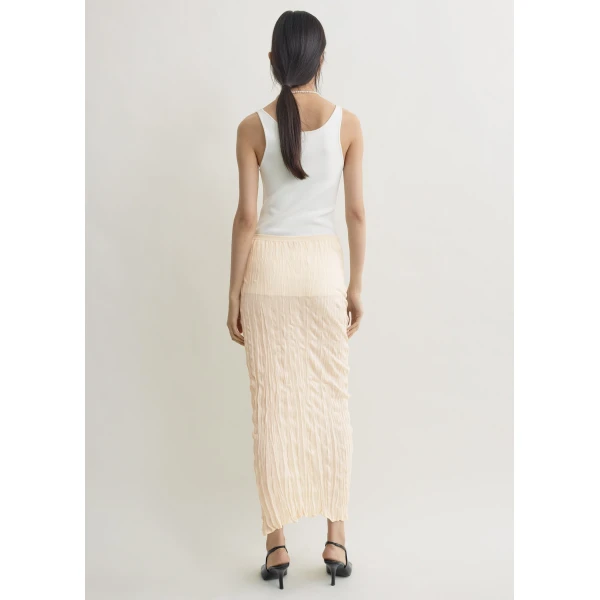 Totême Crinkled Knit Skirt Pale Apricot - Skirts - Scandinavian Minimalist Luxury at Coveti