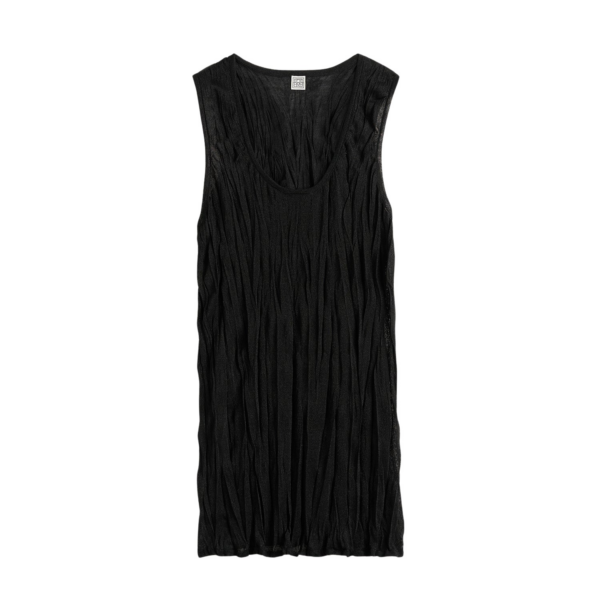Totême Crinkled Knit Tank Black - Tops - Scandinavian Minimalist Luxury at Coveti