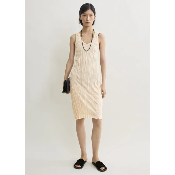 Totême Crinkled Knit Tank Dress Pale Apricot - Dresses - Scandinavian Minimalist Luxury at Coveti