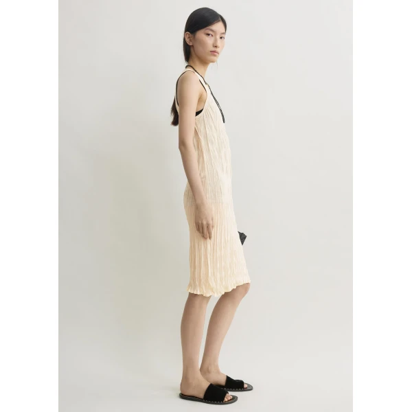 Totême Crinkled Knit Tank Dress Pale Apricot - Dresses - Scandinavian Minimalist Luxury at Coveti