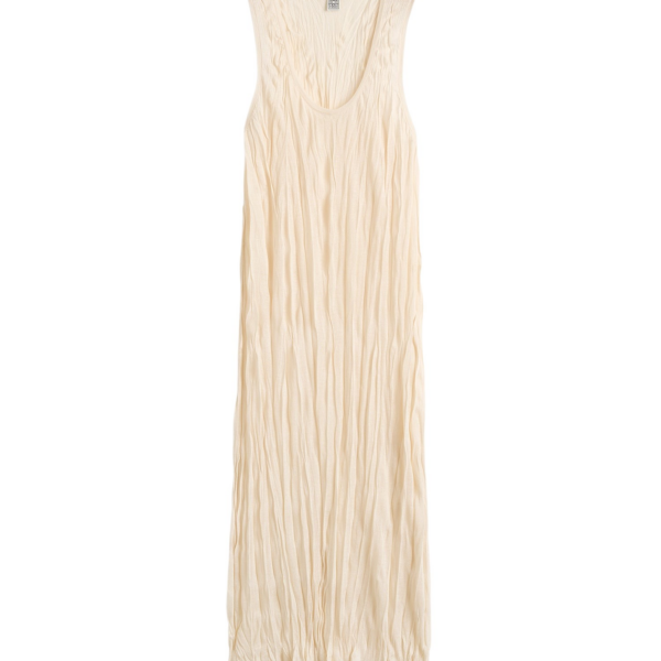Totême Crinkled Knit Tank Dress Pale Apricot - Dresses - Scandinavian Minimalist Luxury at Coveti