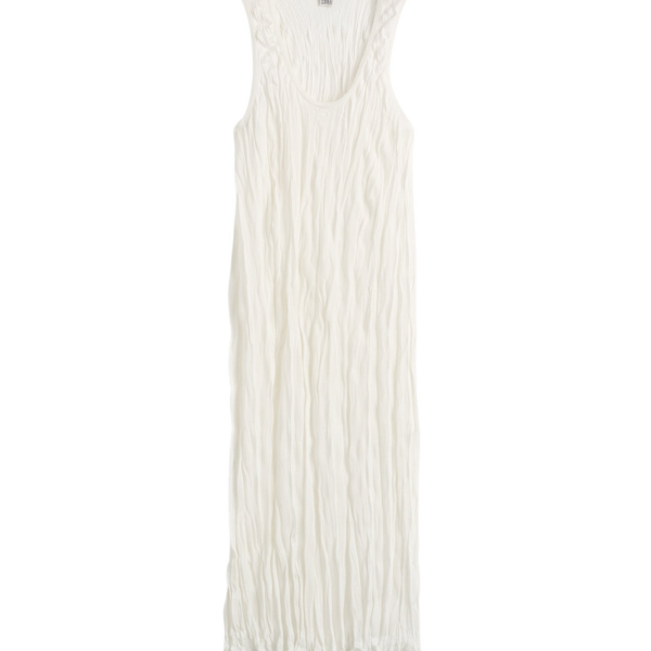 Totême Crinkled Knit Tank Dress White - Dresses - Scandinavian Minimalist Luxury at Coveti