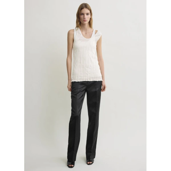 Totême Crinkled Knit Tank White - Tops - Scandinavian Minimalist Luxury at Coveti