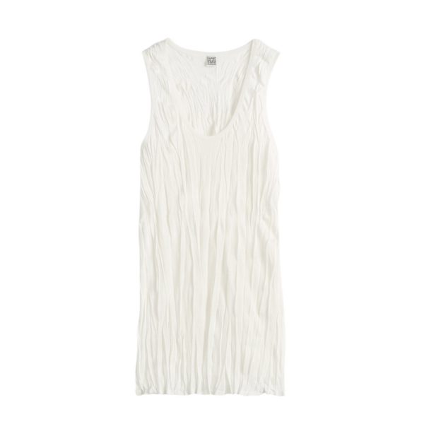 Totême Crinkled Knit Tank White - Tops - Scandinavian Minimalist Luxury at Coveti