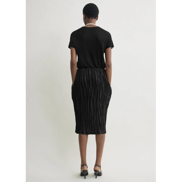 Totême Crinkled Linen Skirt Black - Skirts - Scandinavian Minimalist Luxury at Coveti