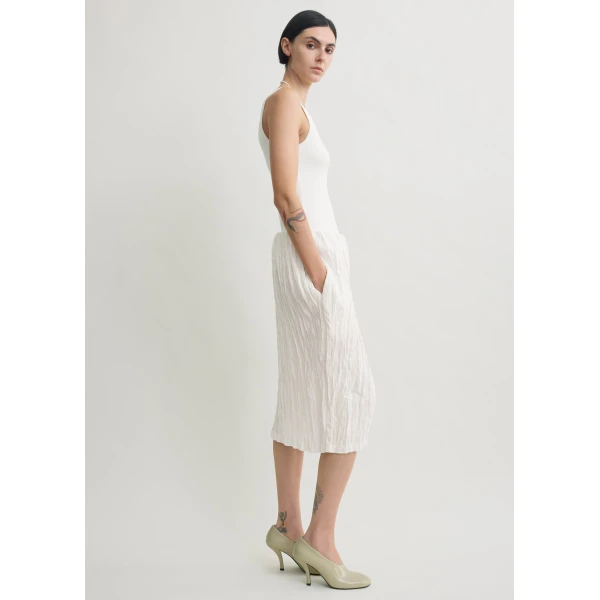Totême Crinkled Linen Skirt White - Skirts - Scandinavian Minimalist Luxury at Coveti