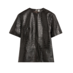 Totême Croco-Embossed Tee Dark Brown - Tops - Scandinavian Minimalist Luxury at Coveti
