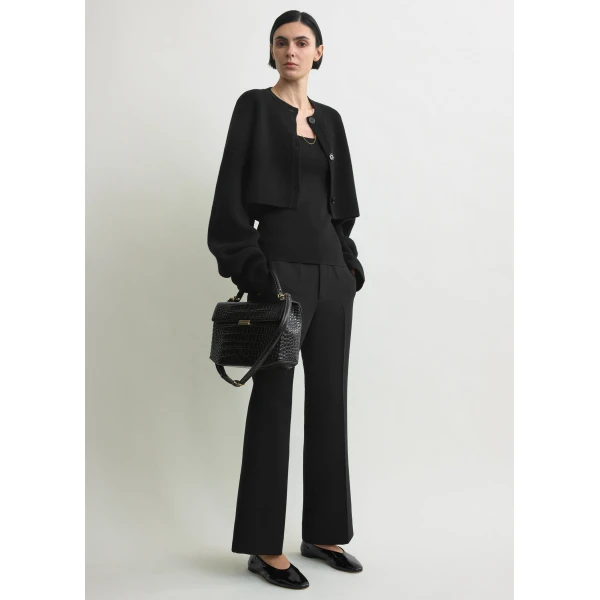 Totême Cropped Oversized Cardigan Black - Knitwear - Scandinavian Minimalist Luxury at Coveti