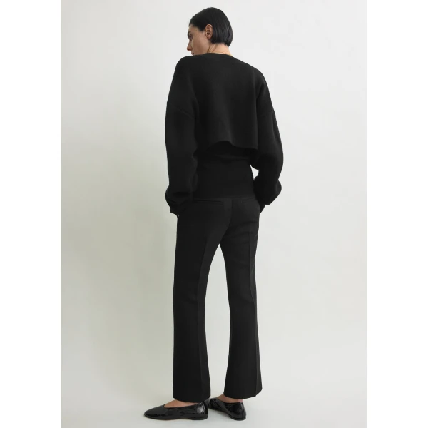 Totême Cropped Oversized Cardigan Black - Knitwear - Scandinavian Minimalist Luxury at Coveti