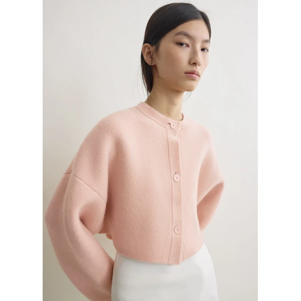 Totême Cropped Oversized Cardigan Flamingo - Knitwear - Scandinavian Minimalist Luxury at Coveti