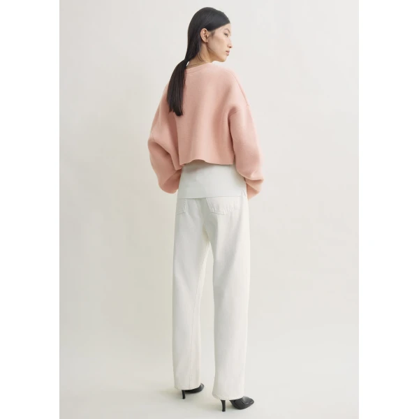 Totême Cropped Oversized Cardigan Flamingo - Knitwear - Scandinavian Minimalist Luxury at Coveti