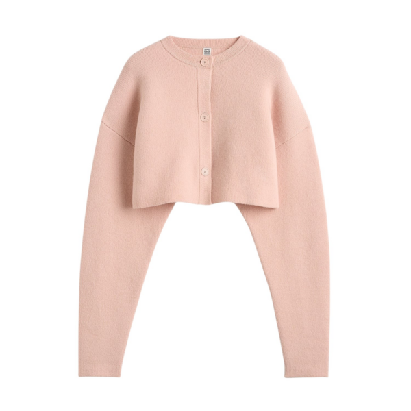 Totême Cropped Oversized Cardigan Flamingo - Knitwear - Scandinavian Minimalist Luxury at Coveti