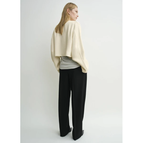Totême Cropped Sablé Blouse Macadamia - Tops - Scandinavian Minimalist Luxury at Coveti