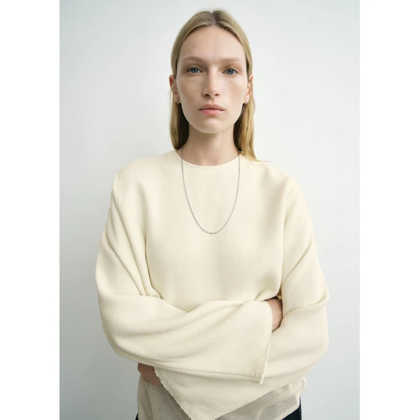 Totême Cropped Sablé Blouse Macadamia - Tops - Scandinavian Minimalist Luxury at Coveti