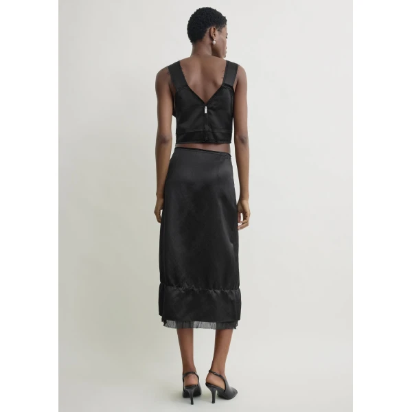 Totême Cropped Satin Camisole Black - Tops - Scandinavian Minimalist Luxury at Coveti