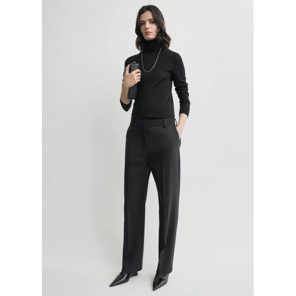 Totême Cropped Suit Trousers Washed Black - Pants - Scandinavian Minimalist Luxury at Coveti