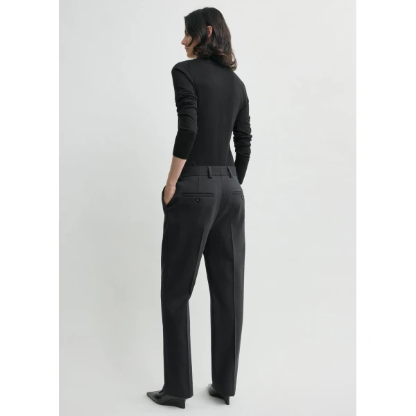 Totême Cropped Suit Trousers Washed Black - Pants - Scandinavian Minimalist Luxury at Coveti
