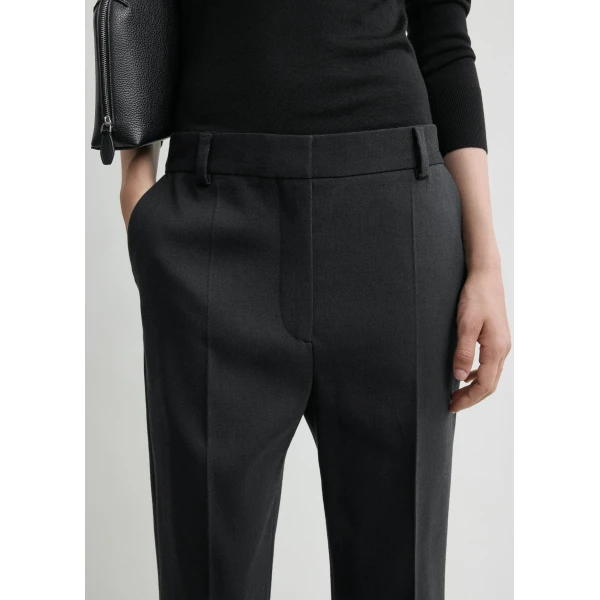 Totême Cropped Suit Trousers Washed Black - Pants - Scandinavian Minimalist Luxury at Coveti