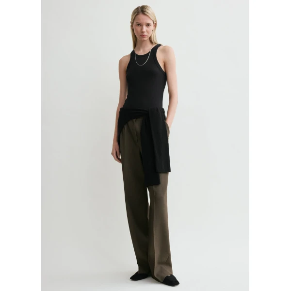 Totême Curved Rib Tank Black - Tops - Scandinavian Minimalist Luxury at Coveti
