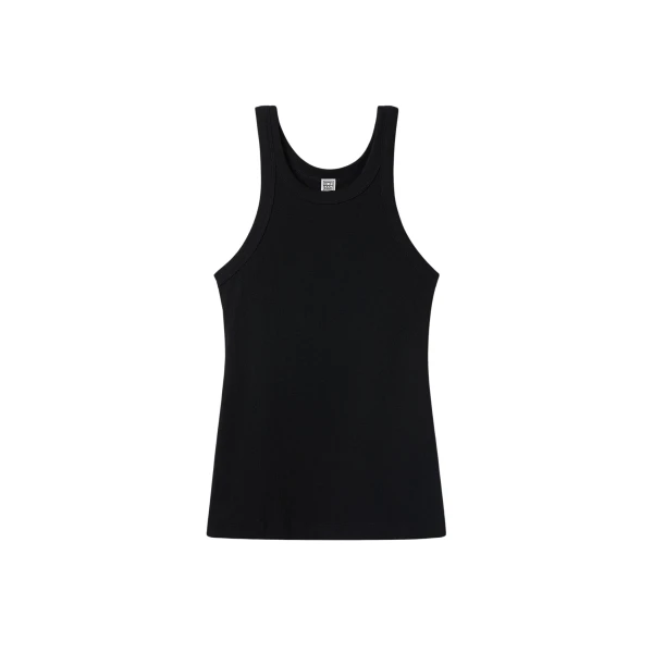 Totême Curved Rib Tank Black - Tops - Scandinavian Minimalist Luxury at Coveti