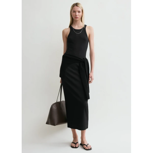 Totême Curved Rib Tank Dress Black - Dresses - Scandinavian Minimalist Luxury at Coveti