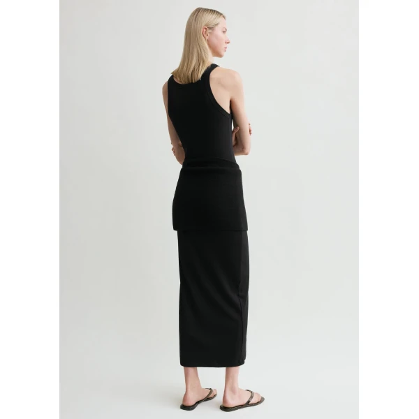 Totême Curved Rib Tank Dress Black - Dresses - Scandinavian Minimalist Luxury at Coveti