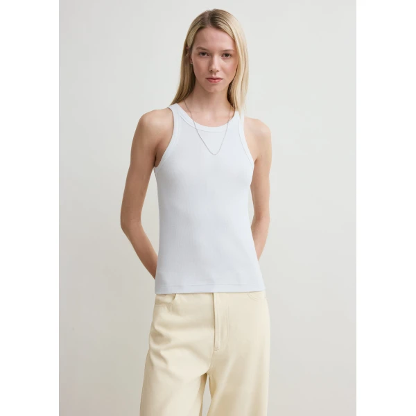 Totême Curved Rib Tank White - Tops - Scandinavian Minimalist Luxury at Coveti