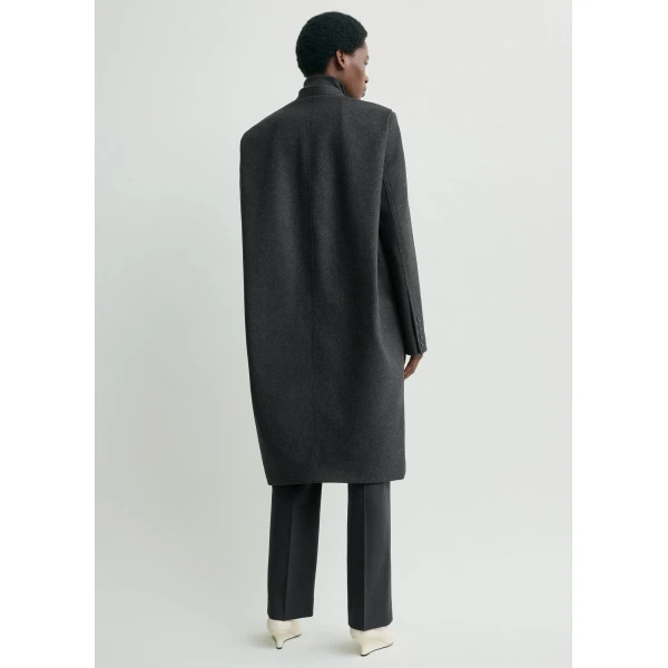 Totême Deep Pleat Coat Charcoal Melange - Coats - Scandinavian Minimalist Luxury at Coveti