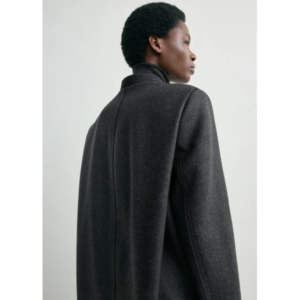 Totême Deep Pleat Coat Charcoal Melange - Coats - Scandinavian Minimalist Luxury at Coveti