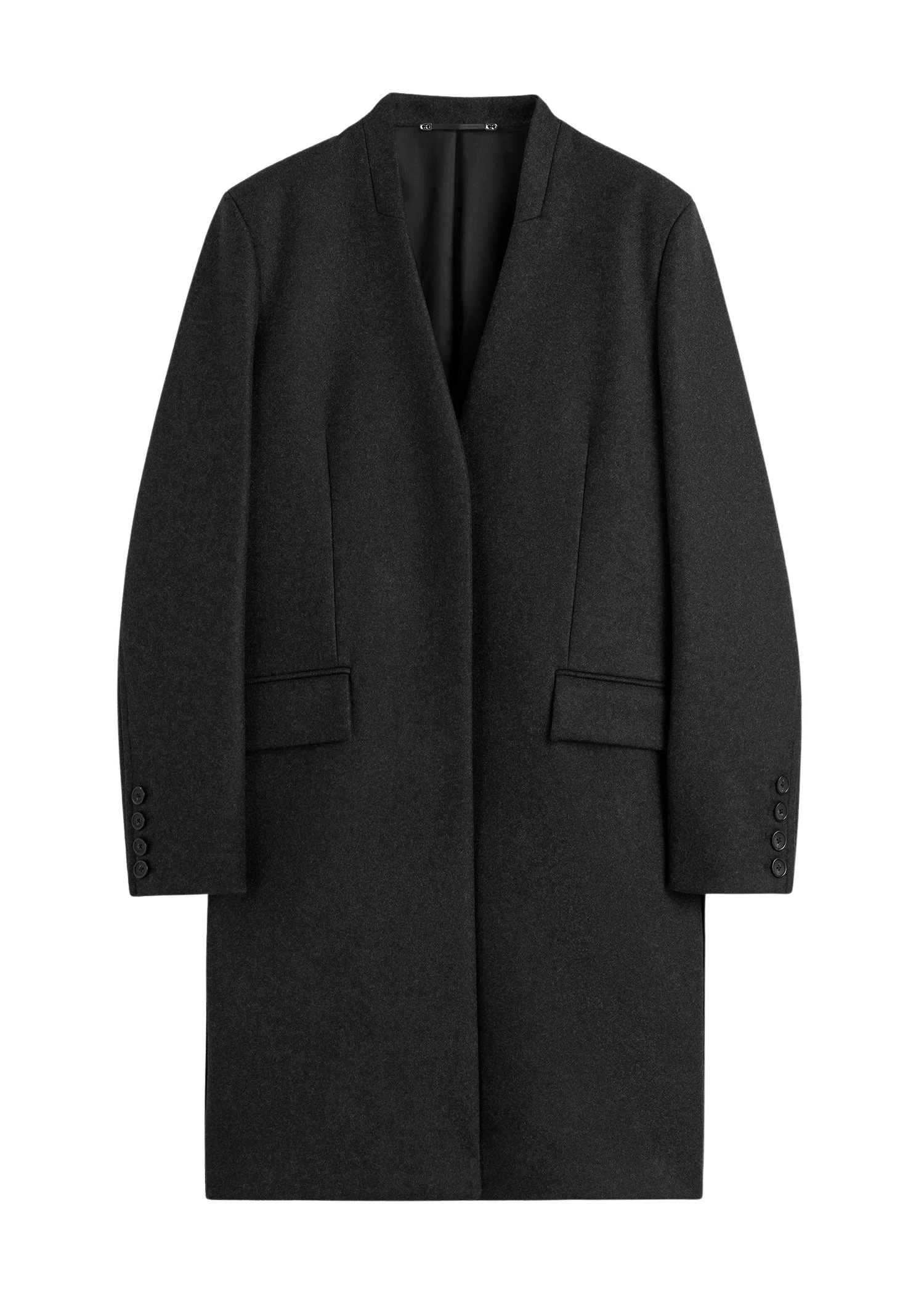 Toteme-Deep-Pleat-Coat-Charcoal-Melange75942_nobg Totême Deep Pleat Coat Charcoal Melange - Coats - Scandinavian Minimalist Luxury at Coveti