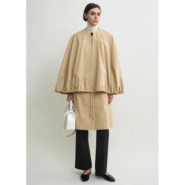 Totême Detachable Cape Coat Beige - Coats - Scandinavian Minimalist Luxury at Coveti