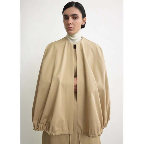 Totême Detachable Cape Coat Beige - Coats - Scandinavian Minimalist Luxury at Coveti
