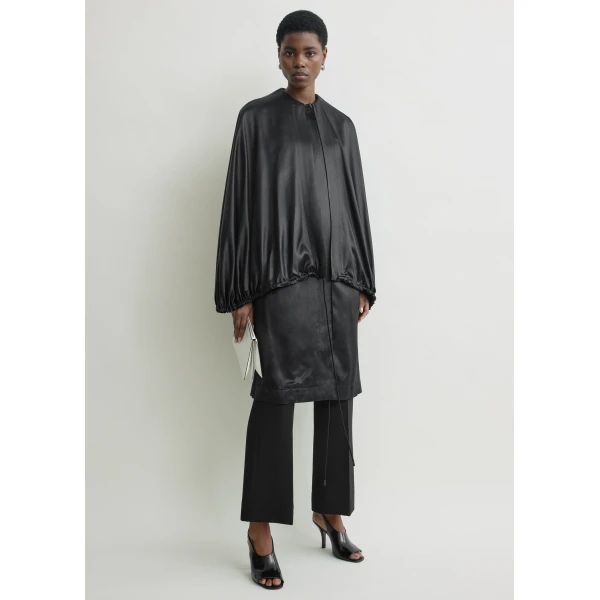 Totême Detachable Cape Evening Coat Black - Coats - Scandinavian Minimalist Luxury at Coveti