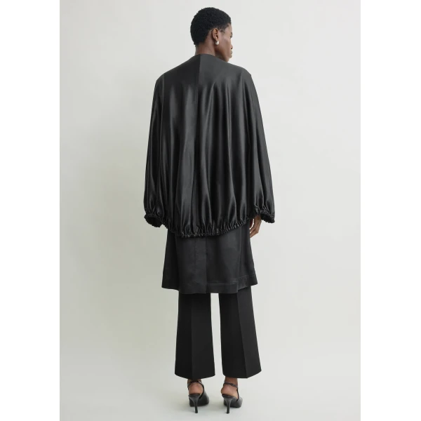 Totême Detachable Cape Evening Coat Black - Coats - Scandinavian Minimalist Luxury at Coveti