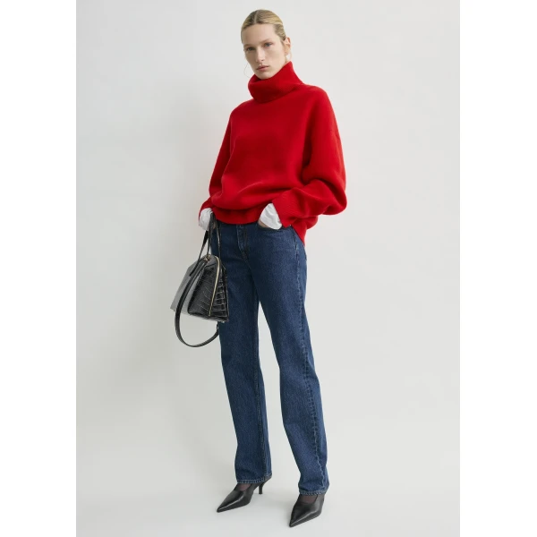 Totême Double-Knit Turtleneck Poppy - Knitwear - Scandinavian Minimalist Luxury at Coveti